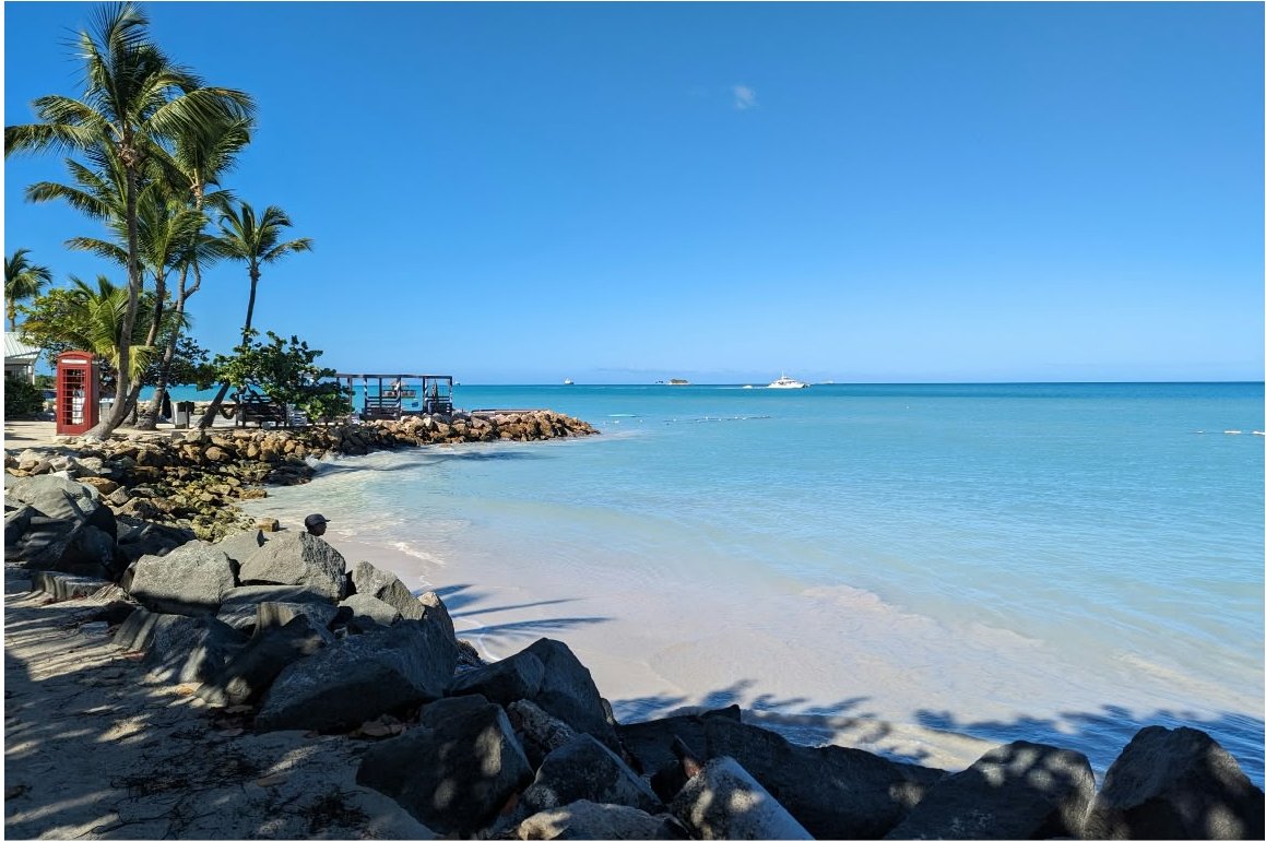 Dickenson Bay at the end of the path